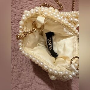 Zara Ivory Pearl-Embellished Clutch